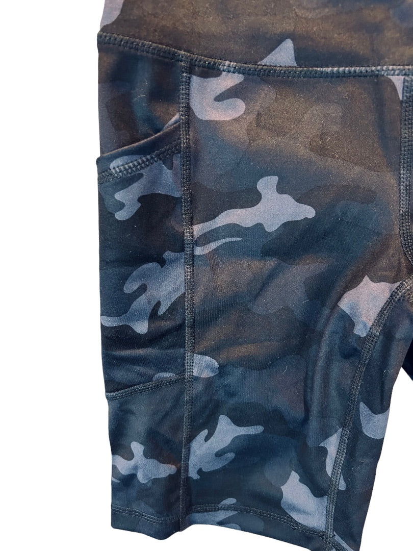 XS Yogalicious Lux Camo Navy Women's New High Rise Side Pocket Shorts