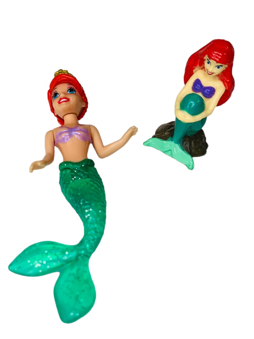 Disney Ariel Little Mermaid 2" and 4"Figurines Toys Set of 2