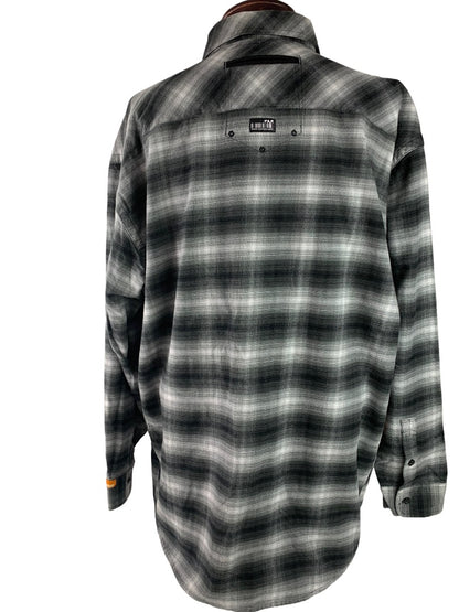 3XL Akademiks akdmks Small Arms Patrol Men's Gray Plaid Flannel Button Up Shirt