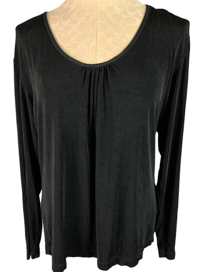 XL Chico's Travelers Women's Black Long Sleeve Blouse Travel Knit Scoop Neck