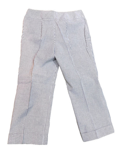 Size 10 Vesti Women's Gray White Seersucker New Crop Cuffed Pants