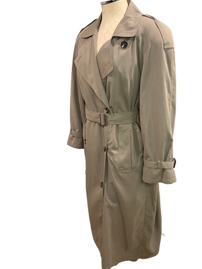 XL Petite Jones New York  1990s Women's Brown Belted Trench Overcoat Zip Out Lining Vintage