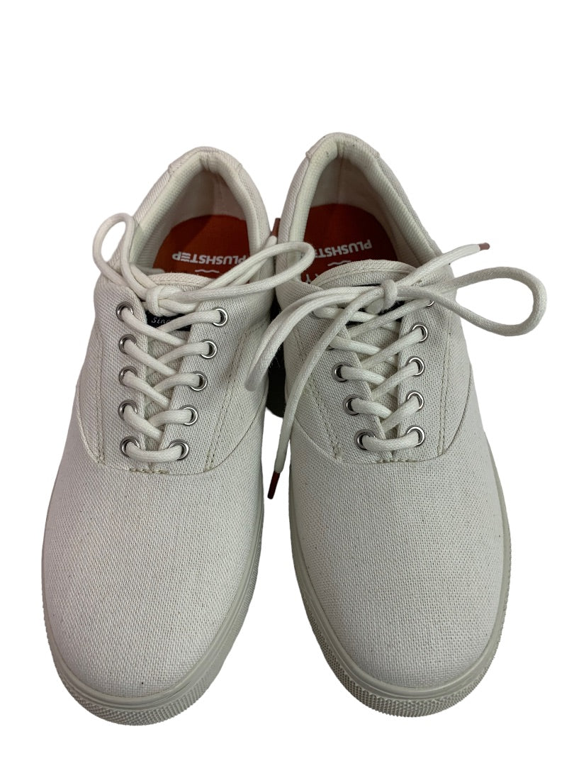 Size 7 Sperry PlushStep Men's New White Canvas Lace Up Sneakers Halyard STS25087