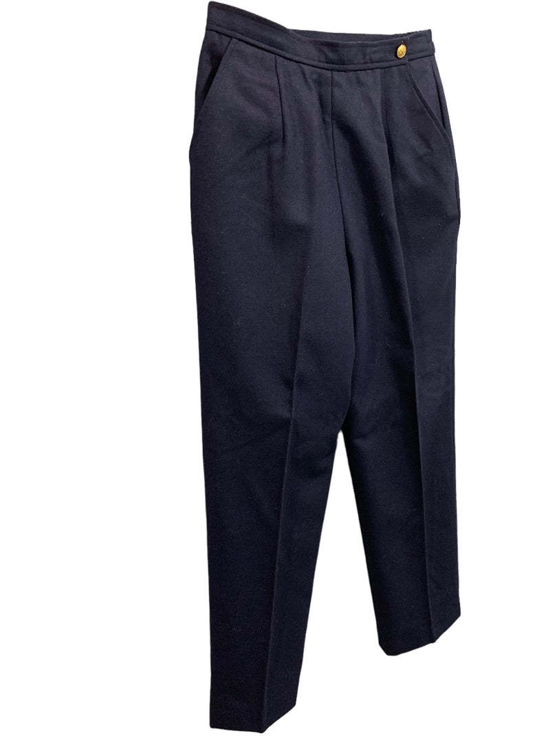 Size 10P Surburban Petites Women's Wool Blend Navy Blue Dress Pants