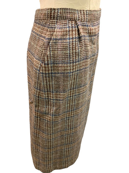 Size 10 Stacy Mark Women's Wool Plaid Skirt Pockets 1980s Vintage