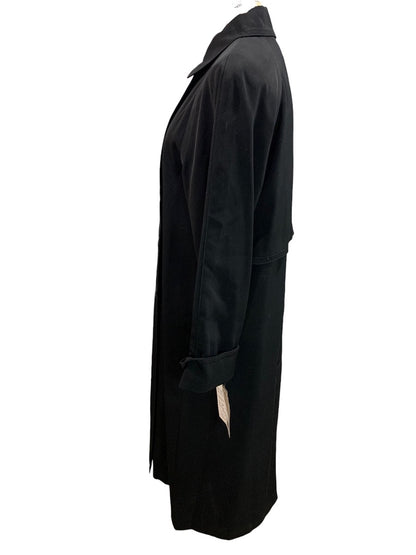 Size 8P Gallery Petite New Women's Black Overcoat Trench Water Repellent 1990s Vintage