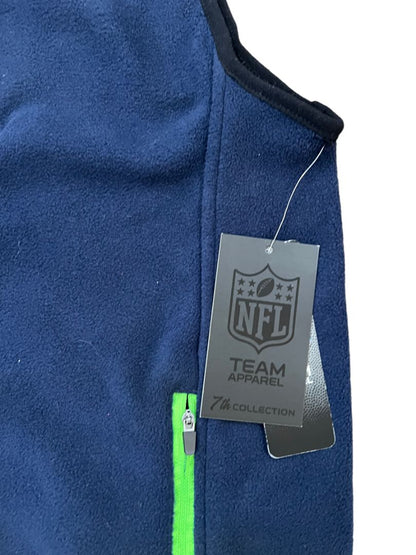 NWT Small Seattle Seahawks NFL Team Apparel Men's Fleece Vest Full Zip Navy Blue MSRP $95