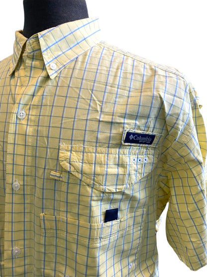 Large Columbia PFG Super Bonehead Pastel Plaid Fishing Button Down Shirt SS