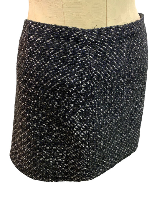 Size 8 Willi Smith Tweed Mini Skirt Pencil Straight Black Silver Lined