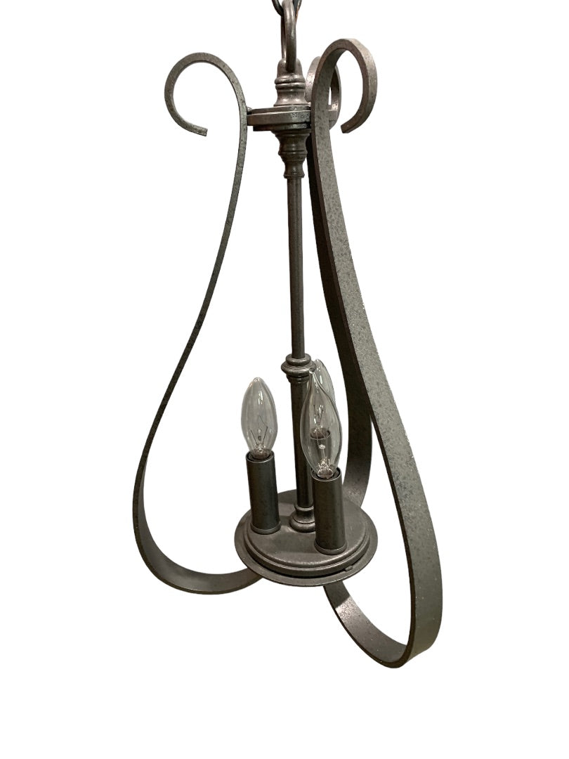 Iron Sweeping Taper Three Light Series 10-21 Pewter Gray Finish Hardwired Chandelier