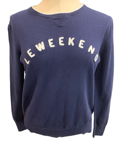 Small J.Crew Mercantile Le Weekend Navy Blue Women's Crew Neck Sweater L3103