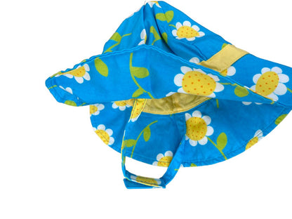 18-24 Mos Gymboree Sun Hat Blue Daisy Hook and Loop Strap