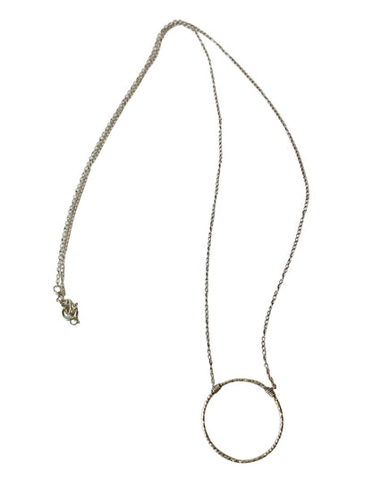 Silvertone and Goldtone Delicate 19" Chain Necklace Attached Circle Pendant