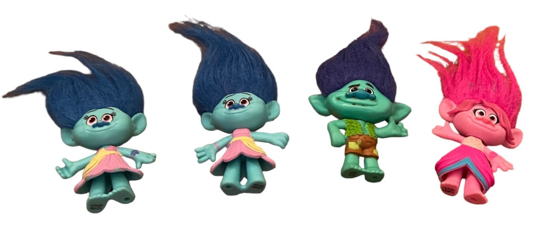 Lot of 4 Dreamworks Trolls Movie PVC 3" Figures Branch Poppy Maddy