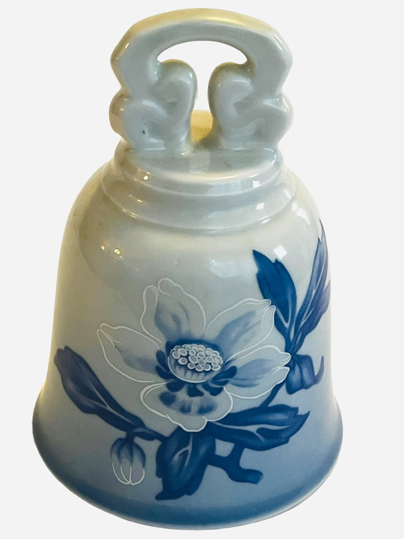 Danbury Mint Bing And Grondahl Denmark Blue Floral Hand Bell 4" Height