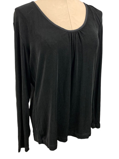 XL Chico's Travelers Women's Black Long Sleeve Blouse Travel Knit Scoop Neck