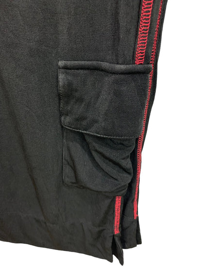 Large Chico's Travelers Women's Black Red Contrast Stitch Pull On Pants Cargo Style Travel Knit