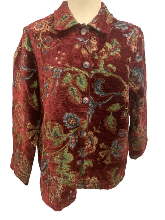 Medium Coldwater Creek Women's Vintage 1990s Brocade Button Up Jacket USA