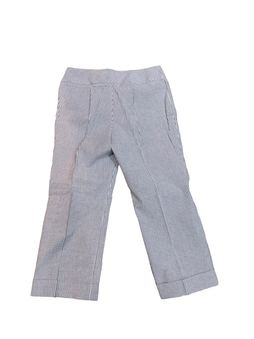 Size 10 Vesti Women's Gray White Seersucker New Crop Cuffed Pants