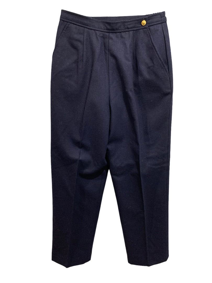 Size 10P Surburban Petites Women's Wool Blend Navy Blue Dress Pants