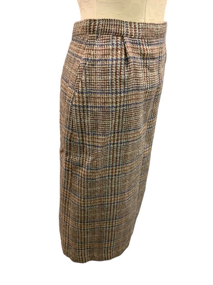 Size 10 Stacy Mark Women's Wool Plaid Skirt Pockets 1980s Vintage