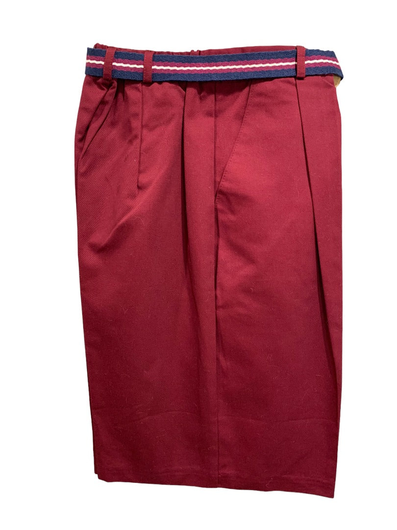 Size 12 Russ Sport Women's Burgundy New Chino Golf Shorts 1980s Belt