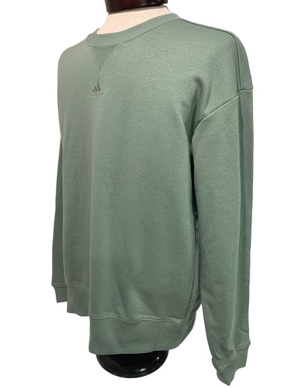 Small Adidas Men's New Silver Green Pullover French Terry Sweatshirt IC9809