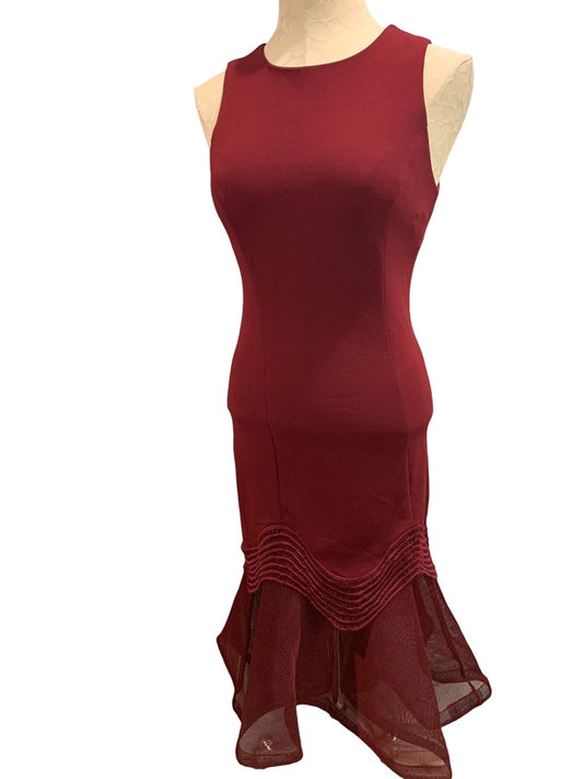 Small Ina Women's Fitted Trumpet Hem Maroon Sleeveless Long