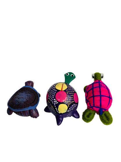 Painted Miniature Turtles Set of 3 Folk Art Fairy Garden 2"