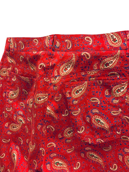 Size 8 Lauren Jeans Co. Women's Red Paisley Print Capri Pants Stretch Cotton