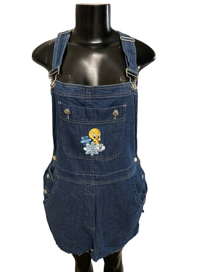 XL Warner Bros Studio Store Tweety Bird Denim Jean Jumper Raw Hem Junior Women's