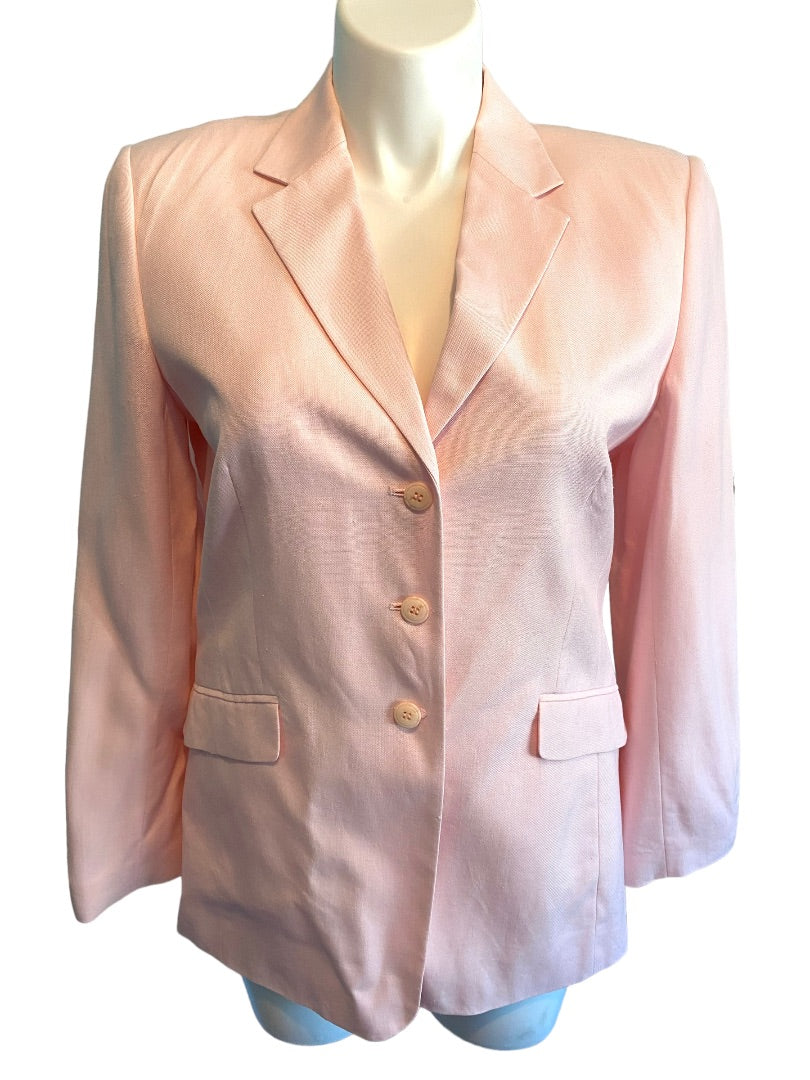 14 New Talbots Pink Linen Blend Blazer Jacket