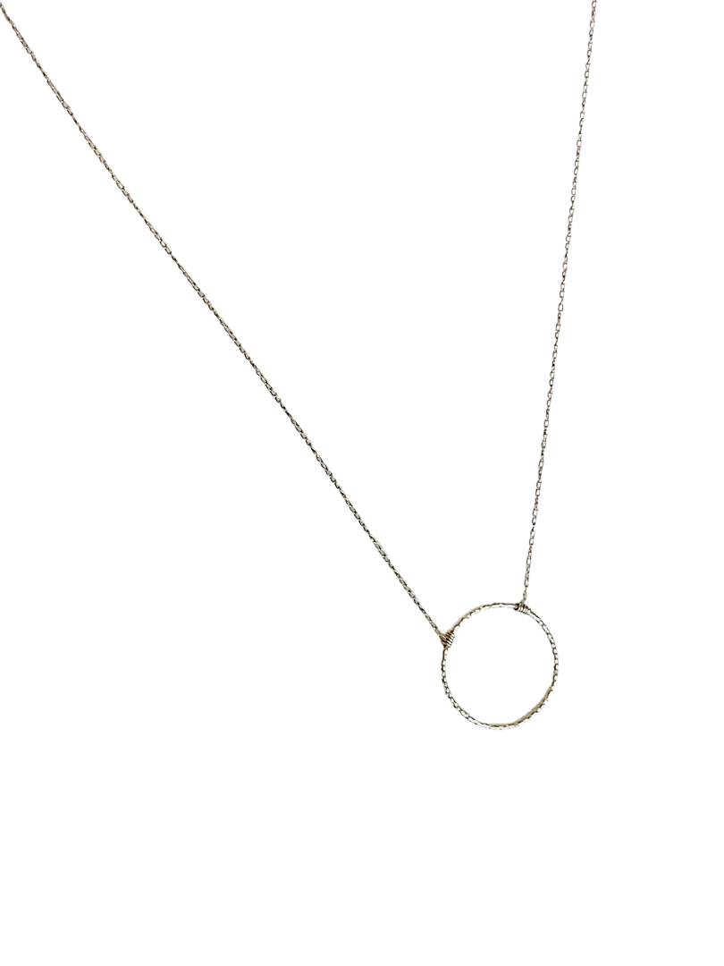 Silvertone and Goldtone Delicate 19" Chain Necklace Attached Circle Pendant