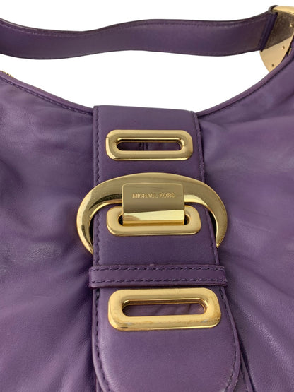 Michael Kors Morgen Purple Leather Hobo Bag Goldtone Hardware Buckle B-1006
