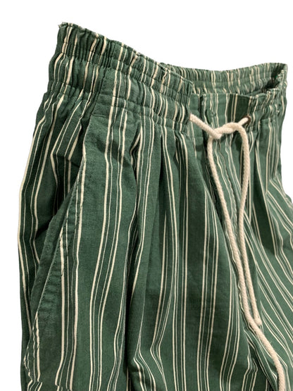 Medium Gap Women's Pull On Green White Stripe Pants Pockets Y2K