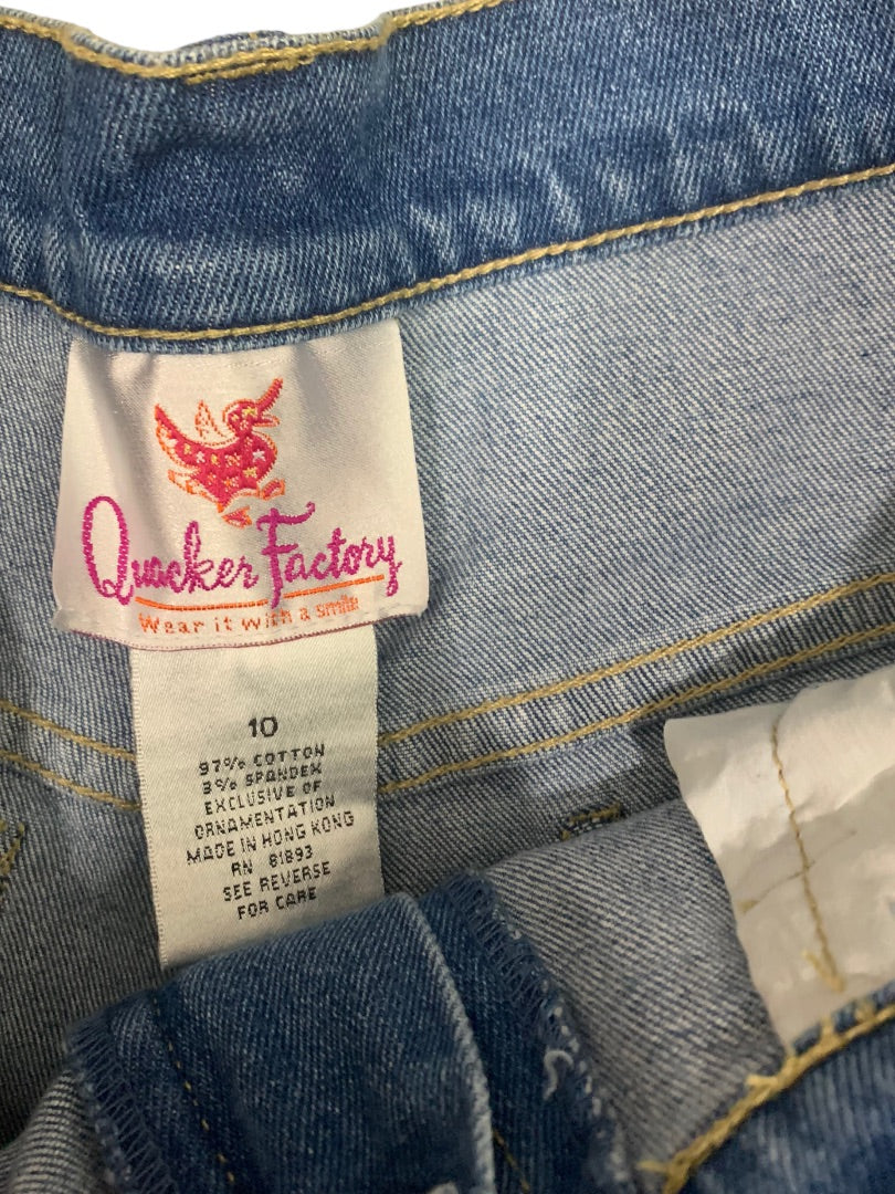 Size 10 Quacker Factory Women's Embroidered Penguin Mom Jeans