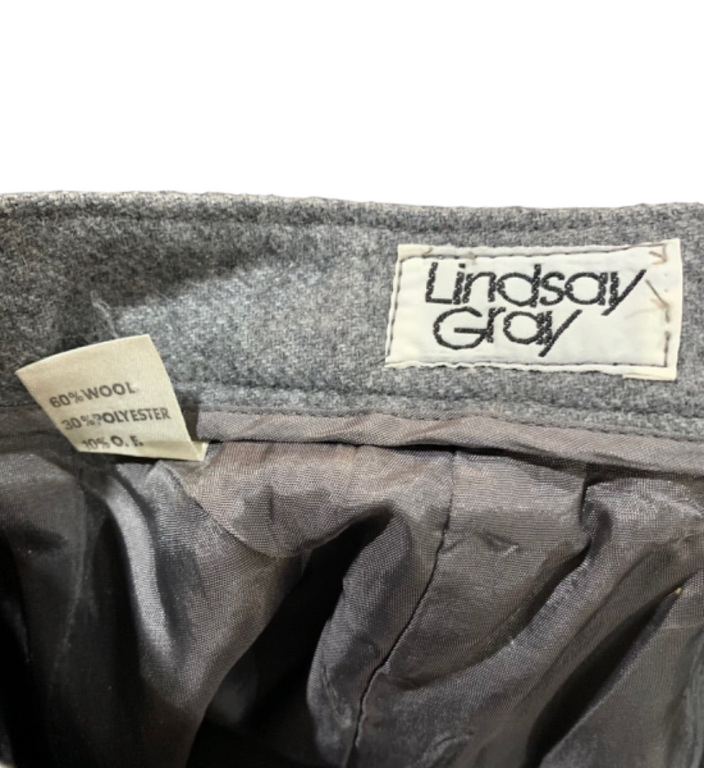 Size 11/2 Lindsay Gray Women's 1980s Vintage Wool Blend Dress Pants