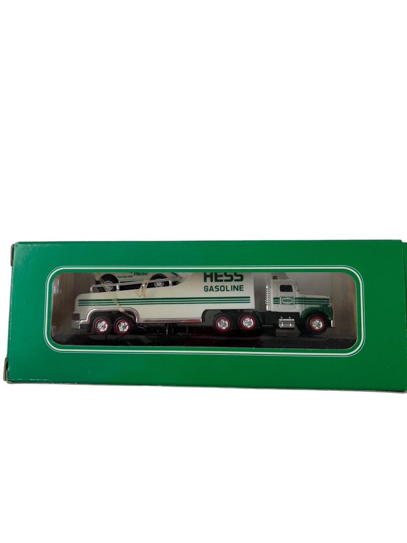 2001 Miniature Hess Racer Transport New in Box Collectible on Display Stand