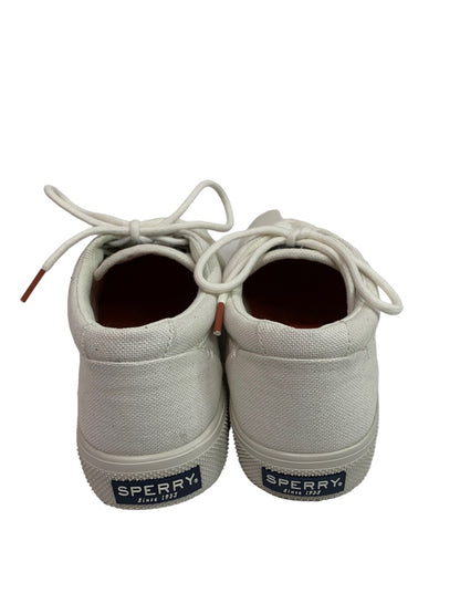 Size 7 Sperry PlushStep Men's New White Canvas Lace Up Sneakers Halyard STS25087