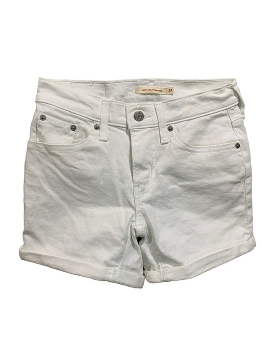 24 Levi's Women's White Cuffed Jean Shorts Stretch Denim