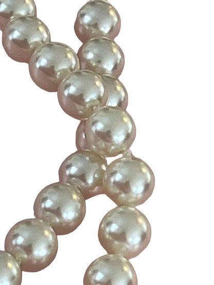 Vintage Faux Pearl Hand Knotted Necklace 31"