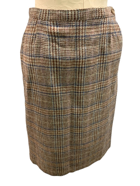 Size 10 Stacy Mark Women's Wool Plaid Skirt Pockets 1980s Vintage