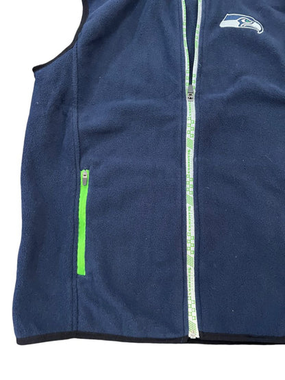 NWT Small Seattle Seahawks NFL Team Apparel Men's Fleece Vest Full Zip Navy Blue MSRP $95