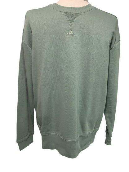 Small Adidas Men's New Silver Green Pullover French Terry Sweatshirt IC9809