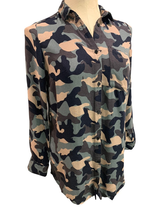 Small Divided by H&M Women's Casual Camo Button Up Shirt Blouse