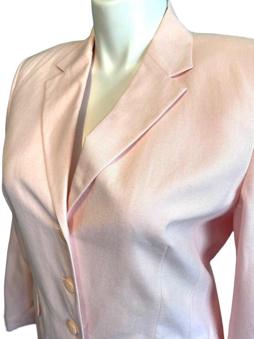 14 New Talbots Pink Linen Blend Blazer Jacket