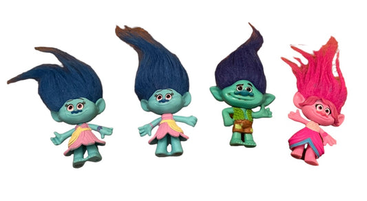 Lot of 4 Dreamworks Trolls Movie PVC 3" Figures Branch Poppy Maddy