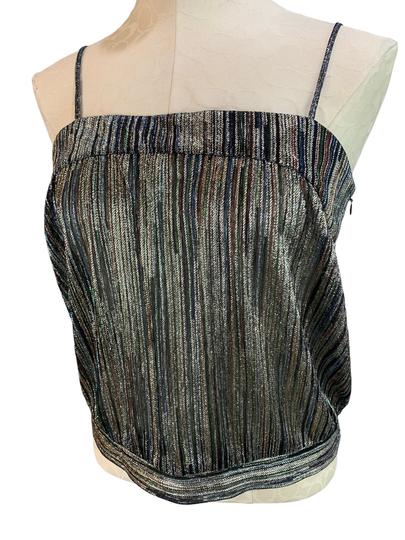 Medium Ramy Brook Women's Alisha Rainbow Metallic Spaghetti Strap Blouse Tank Sheer