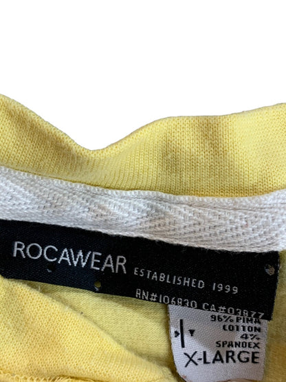 XL Rocawear Men's Yellow Short Sleeve Henley Tshirt