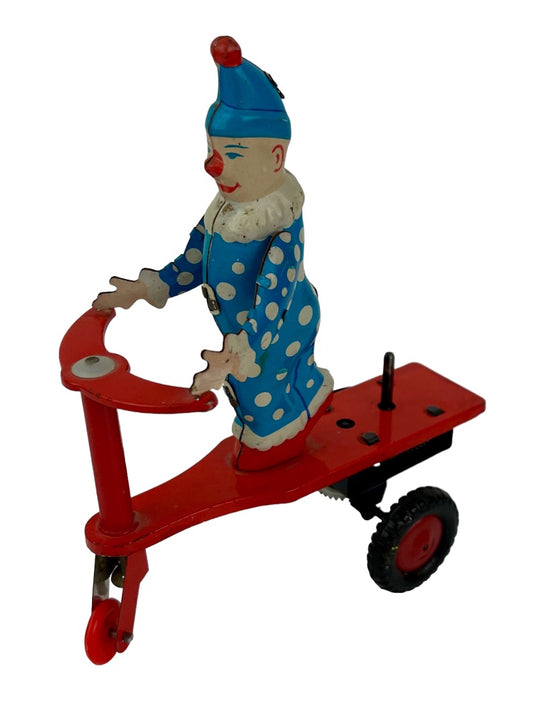 Roli Zoli Wind Up Tin Clown Scooter Missing Knob